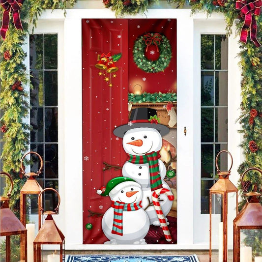 Snowman Christmas Is Coming Door Cover, Christmas Door Knob Covers, Christmas Outdoor Decoration