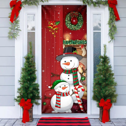 Snowman Christmas Is Coming Door Cover, Christmas Door Knob Covers, Christmas Outdoor Decoration