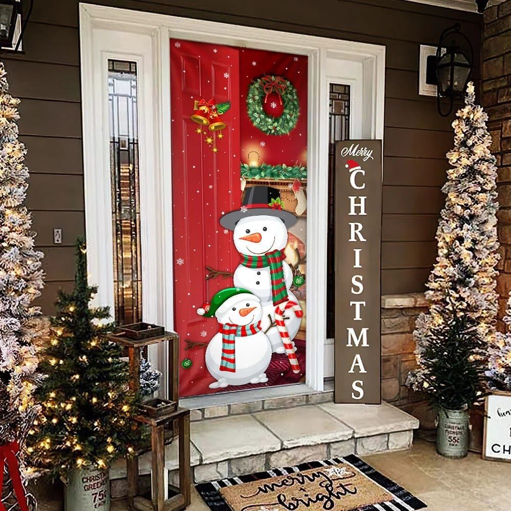 Snowman Christmas Is Coming Door Cover, Christmas Door Knob Covers, Christmas Outdoor Decoration
