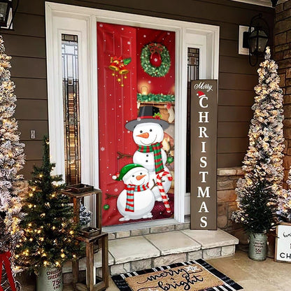 Snowman Christmas Is Coming Door Cover, Christmas Door Knob Covers, Christmas Outdoor Decoration