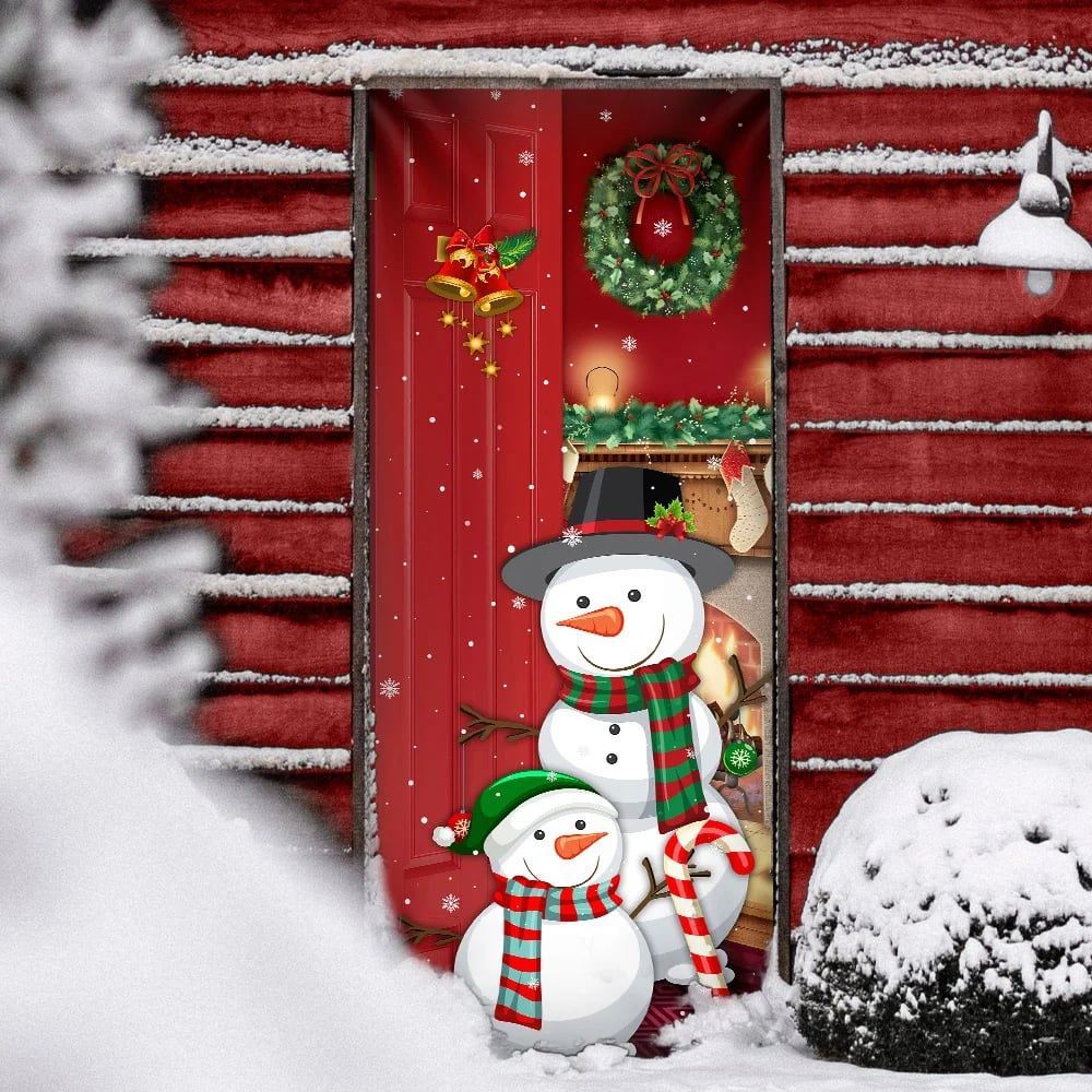 Snowman Christmas Is Coming Door Cover, Christmas Door Knob Covers, Christmas Outdoor Decoration
