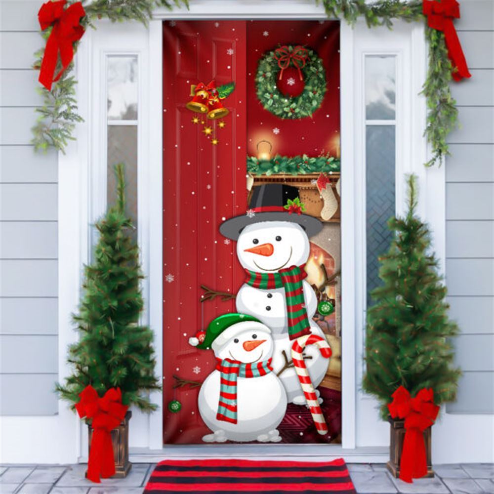 Snowman Christmas Is Coming Door Cover, Christmas Door Knob Covers, Christmas Outdoor Decoration