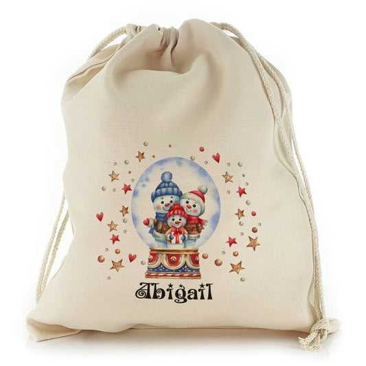 Snowman Family Snow Globe Christmas Sack, Gift For Chidren, Christmas Bag Gift, Christmas Gift 2023