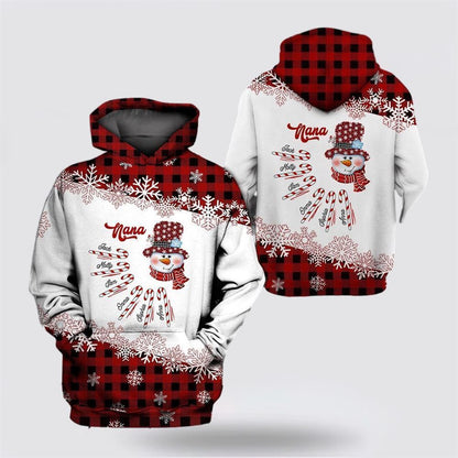 Snowman Grandma Candy Cane Christmas All Over Print 3D Hoodie For Men & Women, Christmas Hoodie Cute, Christmas Gift, Christmas Fashion