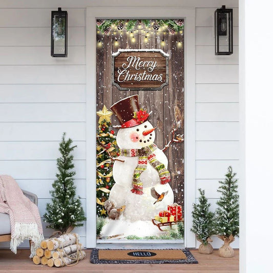 Snowman Merry Christmas Door Cover, Christmas Door Knob Covers, Christmas Outdoor Decoration