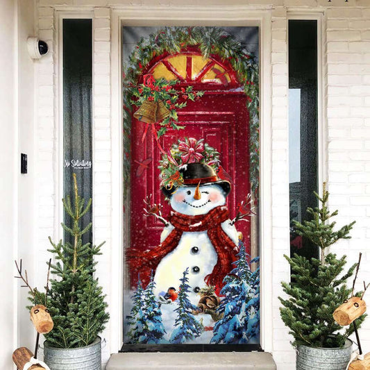 Snowman Merry Christmas Door Cover,Funny Xmas Decor For Porch & Home, Christmas Door Knob Covers, Christmas Outdoor Decoration