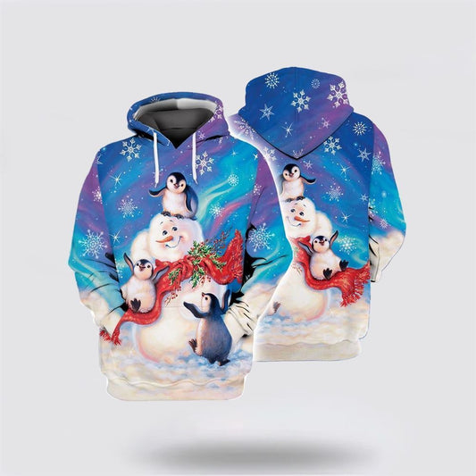 Snowman Penguin Christmas All Over Print 3D Hoodie For Men & Women, Christmas Hoodie Cute, Christmas Gift, Christmas Fashion