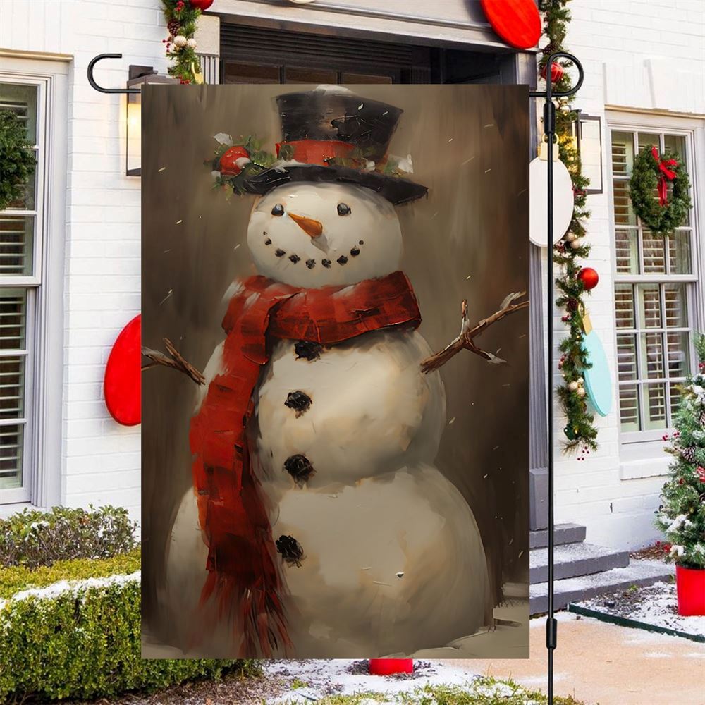 Snowman Wearing Noel Scarf And Hat Flag, Christmas Garden Flag, Home Decor Accessories, Christmas Outdoor Decor Ideas