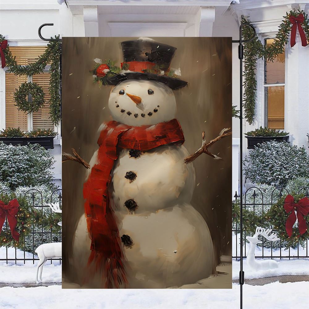 Snowman Wearing Noel Scarf And Hat Flag, Christmas Garden Flag, Home Decor Accessories, Christmas Outdoor Decor Ideas