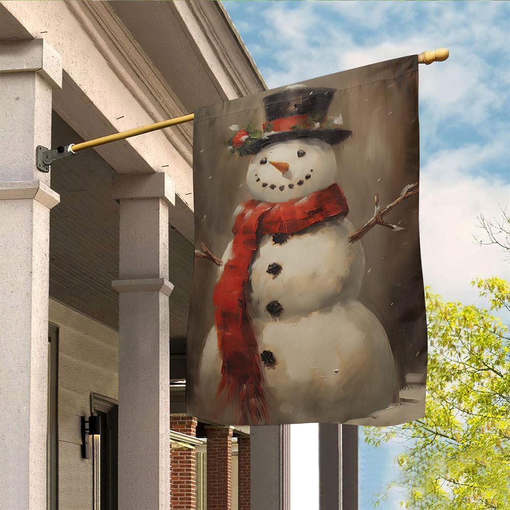 Snowman Wearing Noel Scarf And Hat Flag, Christmas Garden Flag, Home Decor Accessories, Christmas Outdoor Decor Ideas