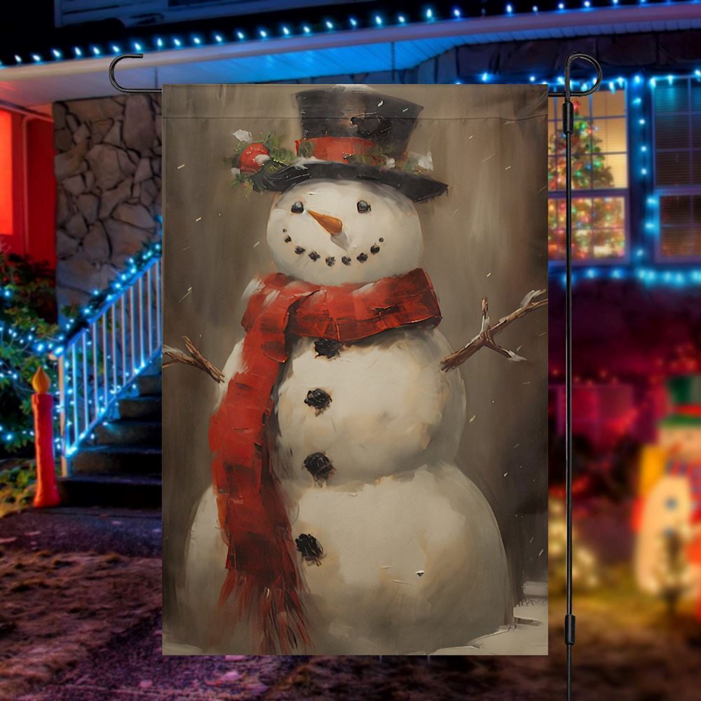 Snowman Wearing Noel Scarf And Hat Flag, Christmas Garden Flag, Home Decor Accessories, Christmas Outdoor Decor Ideas