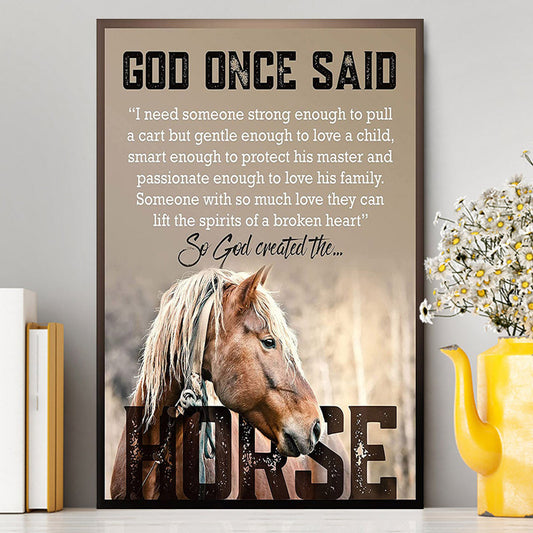 So God Created The Horse Canvas Wall Art - Perfect Gift For Vets & Horse Lovers! - Christian Canvas Wall Art Decor