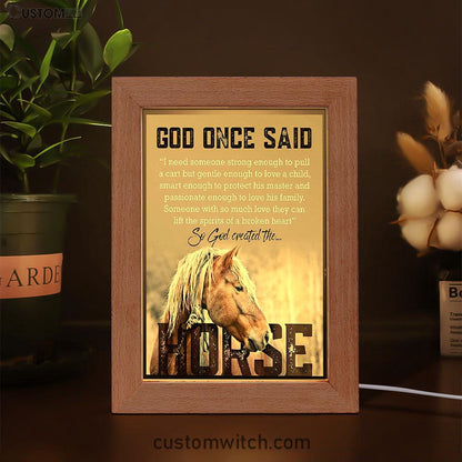 So God Created The Horse Frame Lamp Art - Perfect Gift For Vets & Horse Lovers! - Christian Night Light Decor