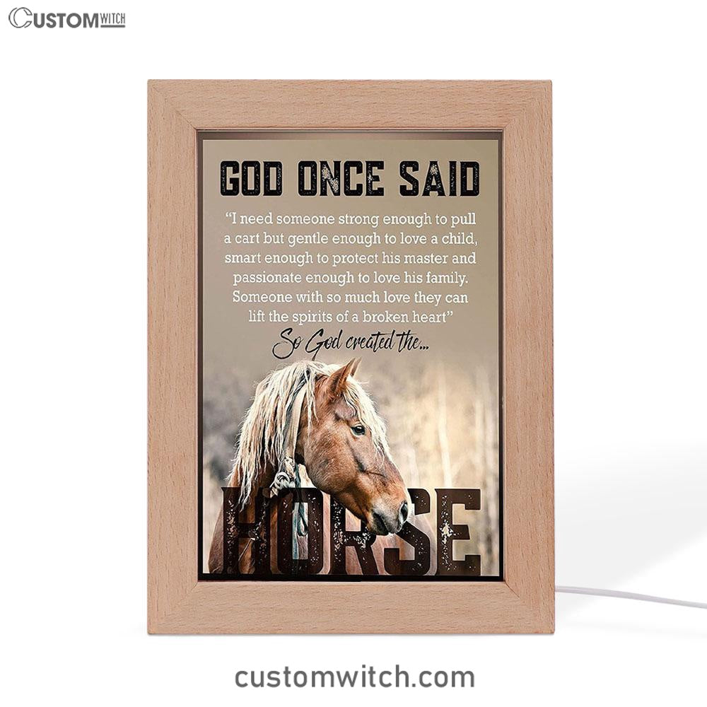 So God Created The Horse Frame Lamp Art - Perfect Gift For Vets & Horse Lovers! - Christian Night Light Decor