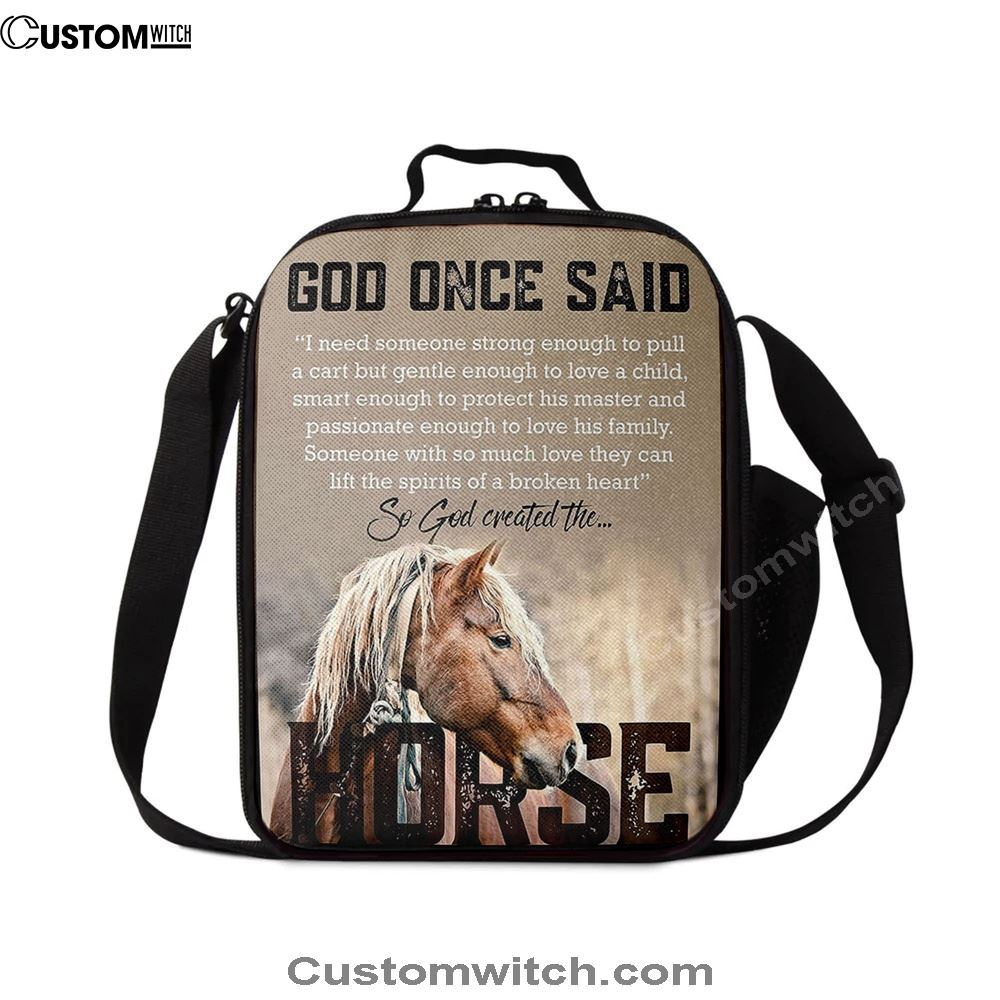 So God Created The Horse Lunch Bag - Perfect Gift For Vets & Horse Lovers!, Bible Verse Lunch Bag For Men And Women