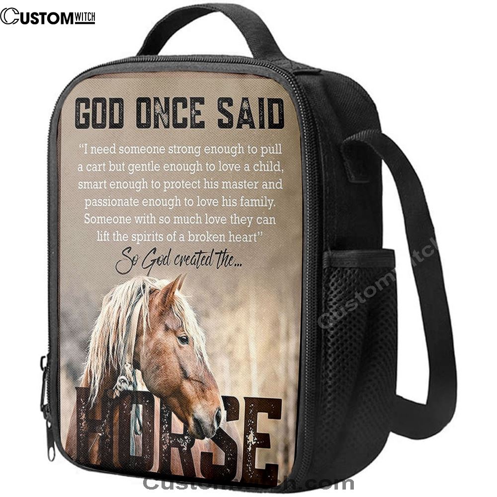 So God Created The Horse Lunch Bag - Perfect Gift For Vets & Horse Lovers!, Bible Verse Lunch Bag For Men And Women
