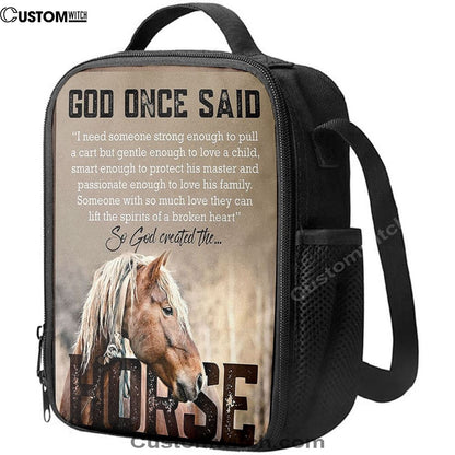 So God Created The Horse Lunch Bag - Perfect Gift For Vets & Horse Lovers!, Bible Verse Lunch Bag For Men And Women