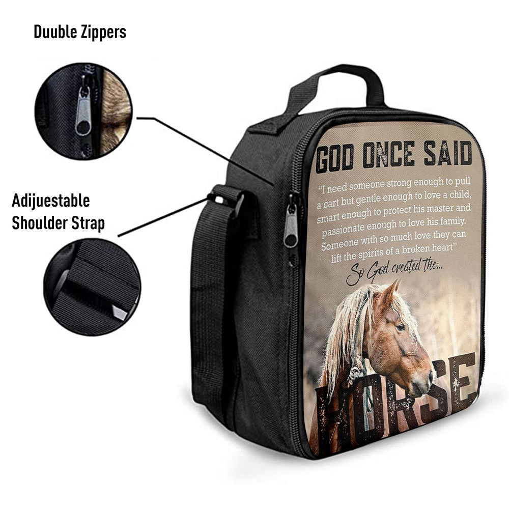 So God Created The Horse Lunch Bag - Perfect Gift For Vets & Horse Lovers!, Bible Verse Lunch Bag For Men And Women