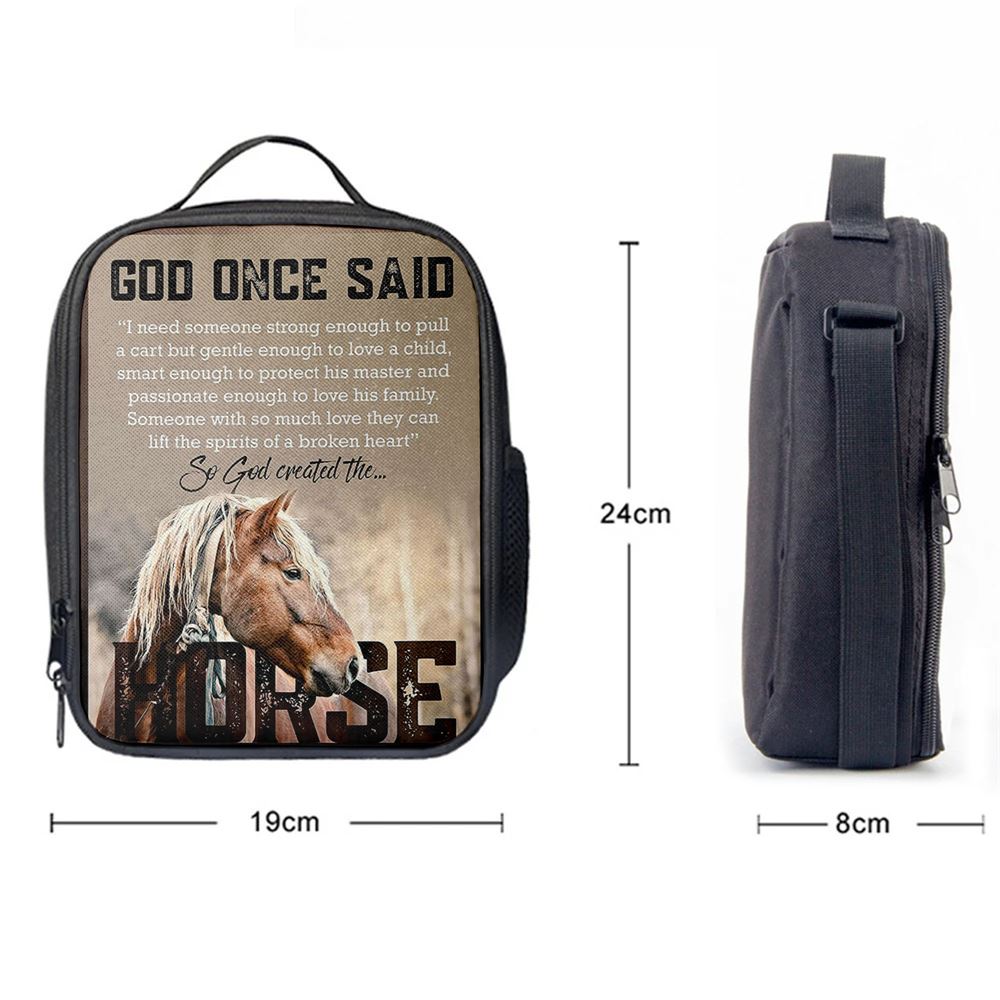 So God Created The Horse Lunch Bag - Perfect Gift For Vets & Horse Lovers!, Bible Verse Lunch Bag For Men And Women