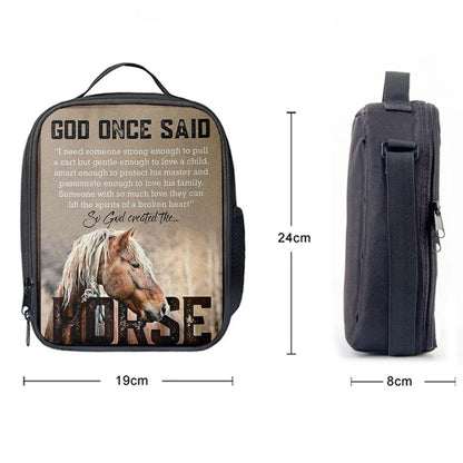 So God Created The Horse Lunch Bag - Perfect Gift For Vets & Horse Lovers!, Bible Verse Lunch Bag For Men And Women