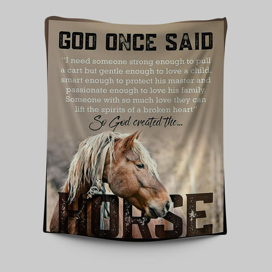 So God Created The Horse Tapestry Wall Art - Perfect Gift For Vets & Horse Lovers! - Christian Tapestries Wall Art Decor