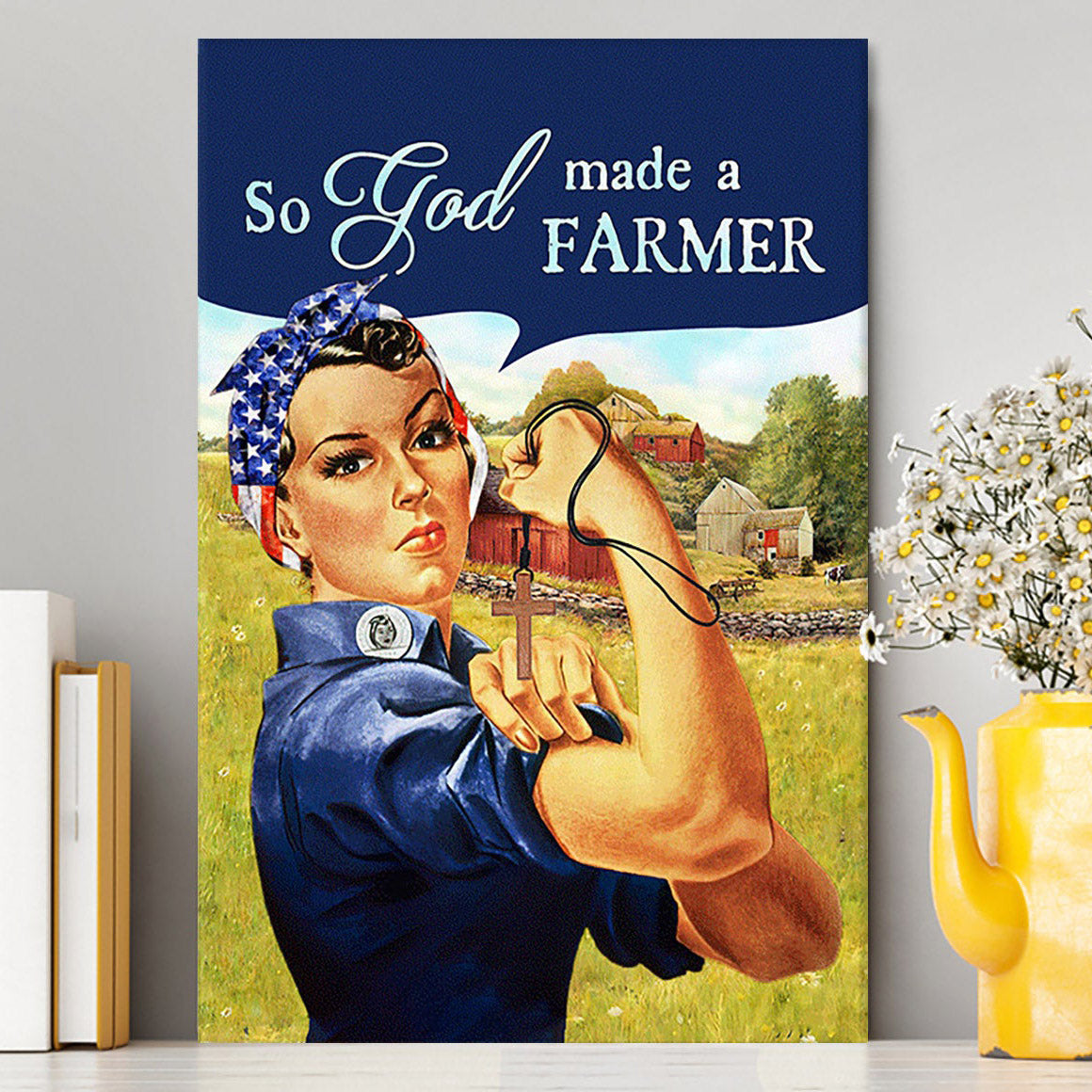 So God Made A Farmer Canvas Wall Art - Christian Canvas Prints - Bible Verse Canvas Art