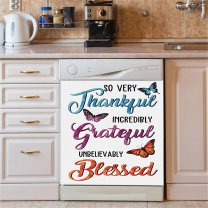 So Very Thankful Incredibly Grateful Unbelievably Blessed Butterflies Dishwasher Cover, Bible Verse Dishwasher Wrap