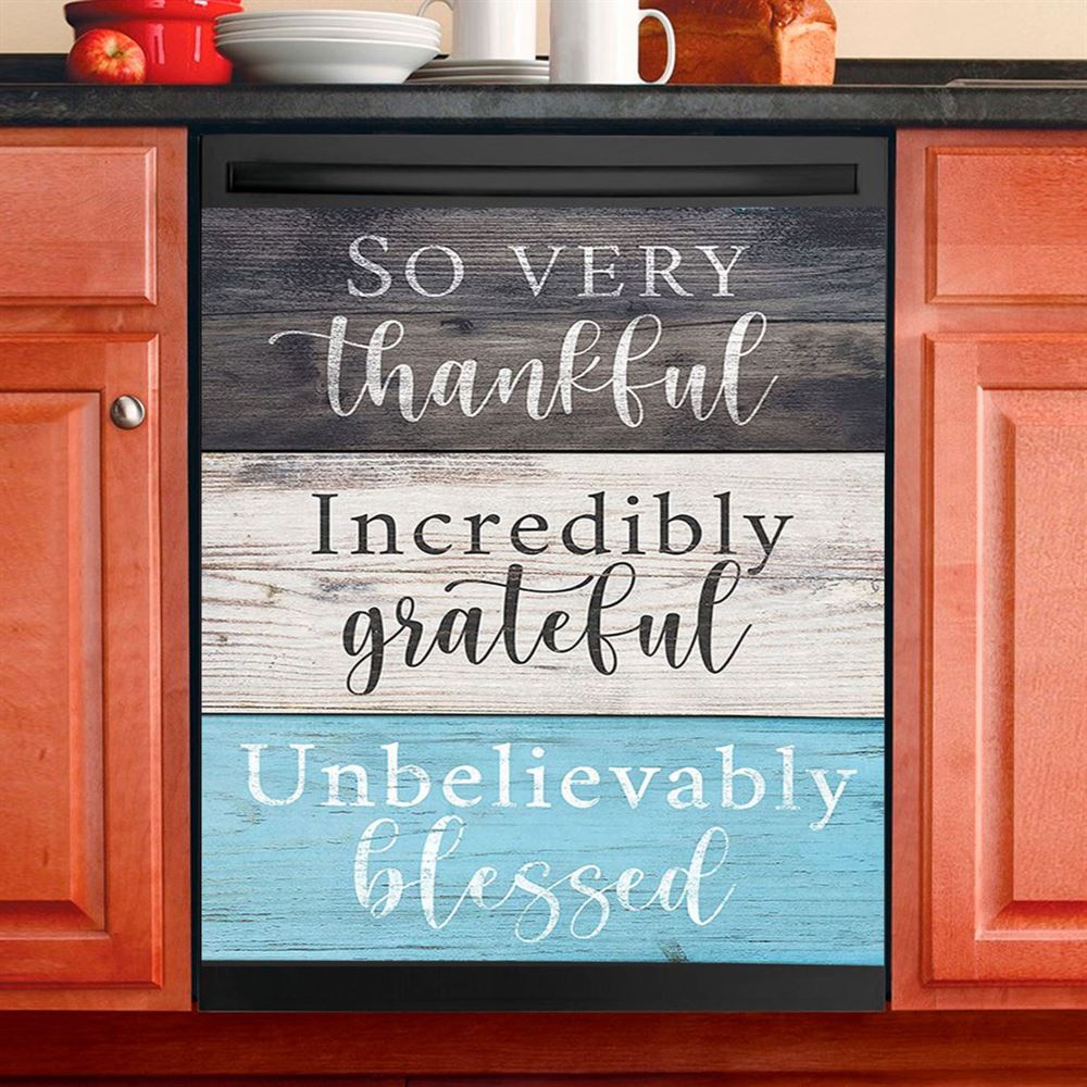 So Very Thankful Incredibly Grateful Unbelievably Blessed Cardinal Bird Dishwasher Cover, Scripture Dishwasher Wrap