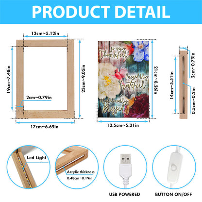 So Very Thankful Incredibly Grateful Unbelievably Blessed Cardinal Bird Frame Lamp Art - Scripture Decor