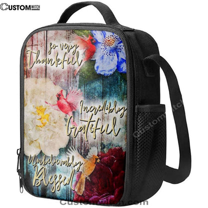 So Very Thankful Incredibly Grateful Unbelievably Blessed Cardinal Bird Lunch Bag, Bible Verse Lunch Bag For Men And Women