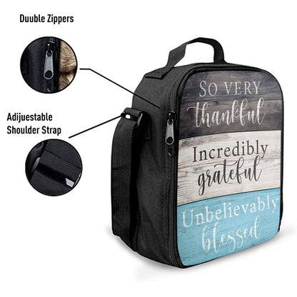 So Very Thankful Incredibly Grateful Unbelievably Blessed Lunch Bag, Bible Verse Lunch Bag For Men And Women