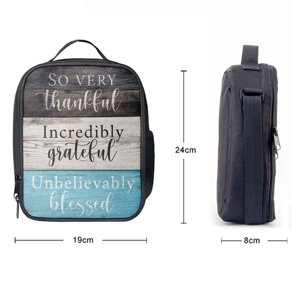 So Very Thankful Incredibly Grateful Unbelievably Blessed Lunch Bag, Bible Verse Lunch Bag For Men And Women