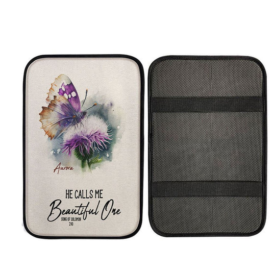 Solomon 10 He Calls Me Beautiful One Personalized Car Center Console Cover, Religious Car Interior Accessories
