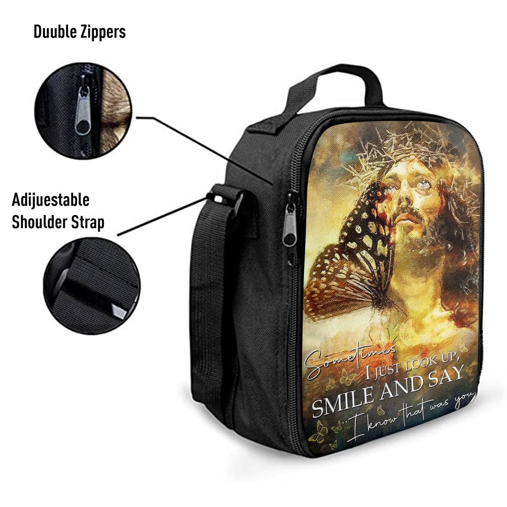 Sometimes I Jusst Look Up Smile And Say Jesus Lunch Bag, Bible Verse Lunch Bag For Men And Women