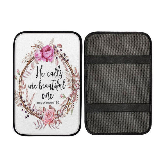 Song Of Solomon 2 10 - He Calls Me Beautiful One Car Center Console Cover, Religious Car Interior Accessories