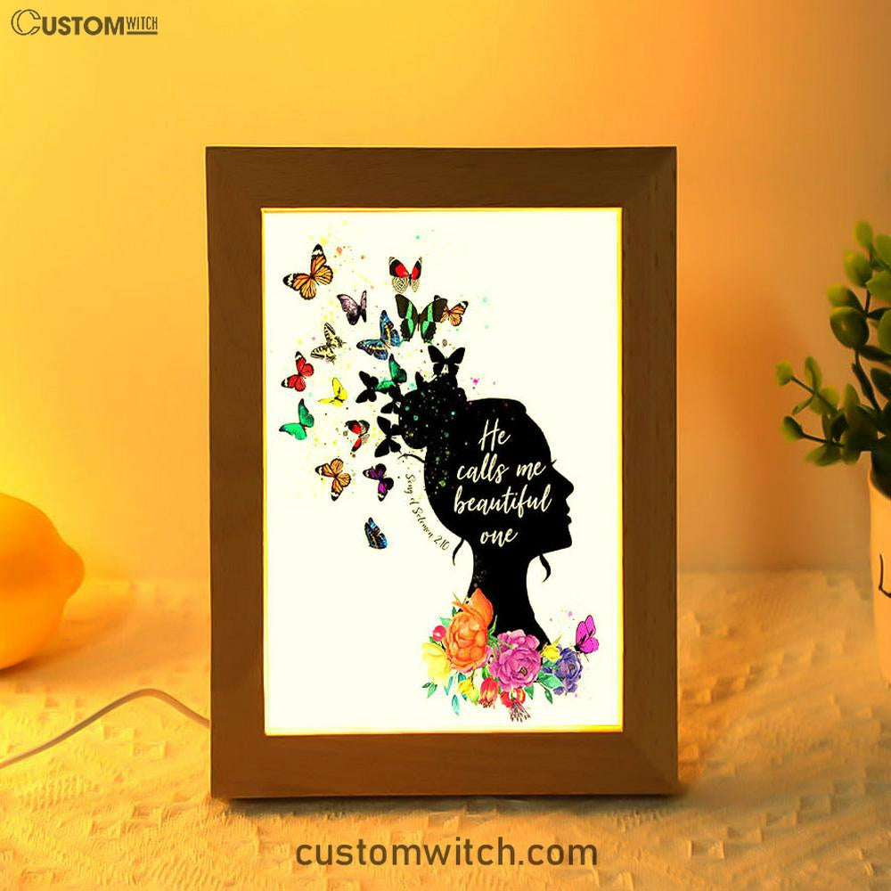 Song Of Solomon 2 10 Frame Lamp - He Calls Me Beautiful One Art - Encouragement Christian Gifts For Women, Teens, Girls