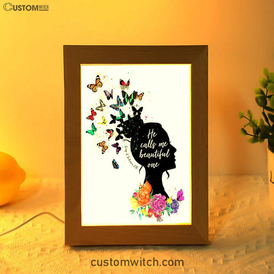 Song Of Solomon 2 10 Frame Lamp - He Calls Me Beautiful One Art - Encouragement Christian Gifts For Women, Teens, Girls