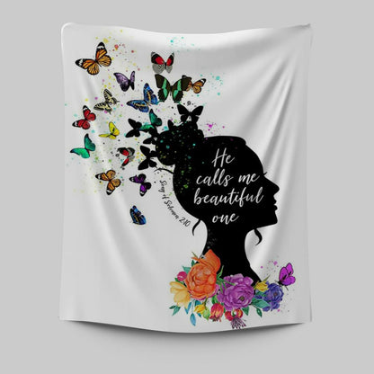 Song Of Solomon 2 10 Tapestry - He Calls Me Beautiful One Wall Art - Encouragement Christian Gifts For Women, Teens, Girls