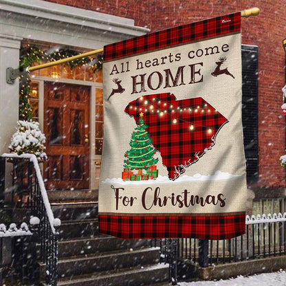 South Carolina Christmas Flag All Hearts Come Home For Christmas Flag, Christmas Garden Flag, Home Decor Accessories, Christmas Outdoor Decor Ideas