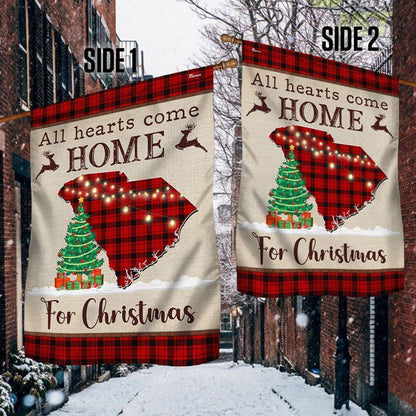 South Carolina Christmas Flag All Hearts Come Home For Christmas Flag, Christmas Garden Flag, Home Decor Accessories, Christmas Outdoor Decor Ideas