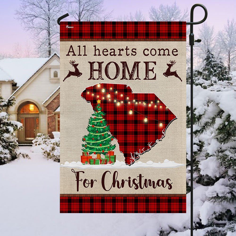 South Carolina Christmas Flag All Hearts Come Home For Christmas Flag, Christmas Garden Flag, Home Decor Accessories, Christmas Outdoor Decor Ideas
