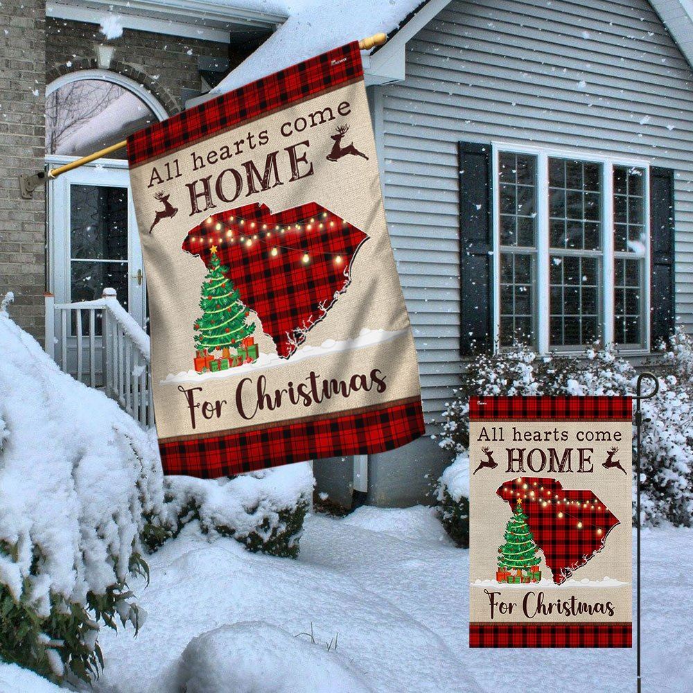 South Carolina Christmas Flag All Hearts Come Home For Christmas Flag, Christmas Garden Flag, Home Decor Accessories, Christmas Outdoor Decor Ideas