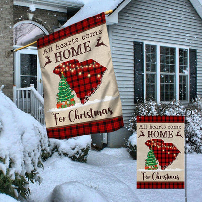 South Carolina Christmas Flag All Hearts Come Home For Christmas Flag, Christmas Garden Flag, Home Decor Accessories, Christmas Outdoor Decor Ideas