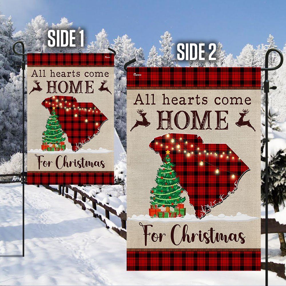 South Carolina Christmas Flag All Hearts Come Home For Christmas Flag, Christmas Garden Flag, Home Decor Accessories, Christmas Outdoor Decor Ideas