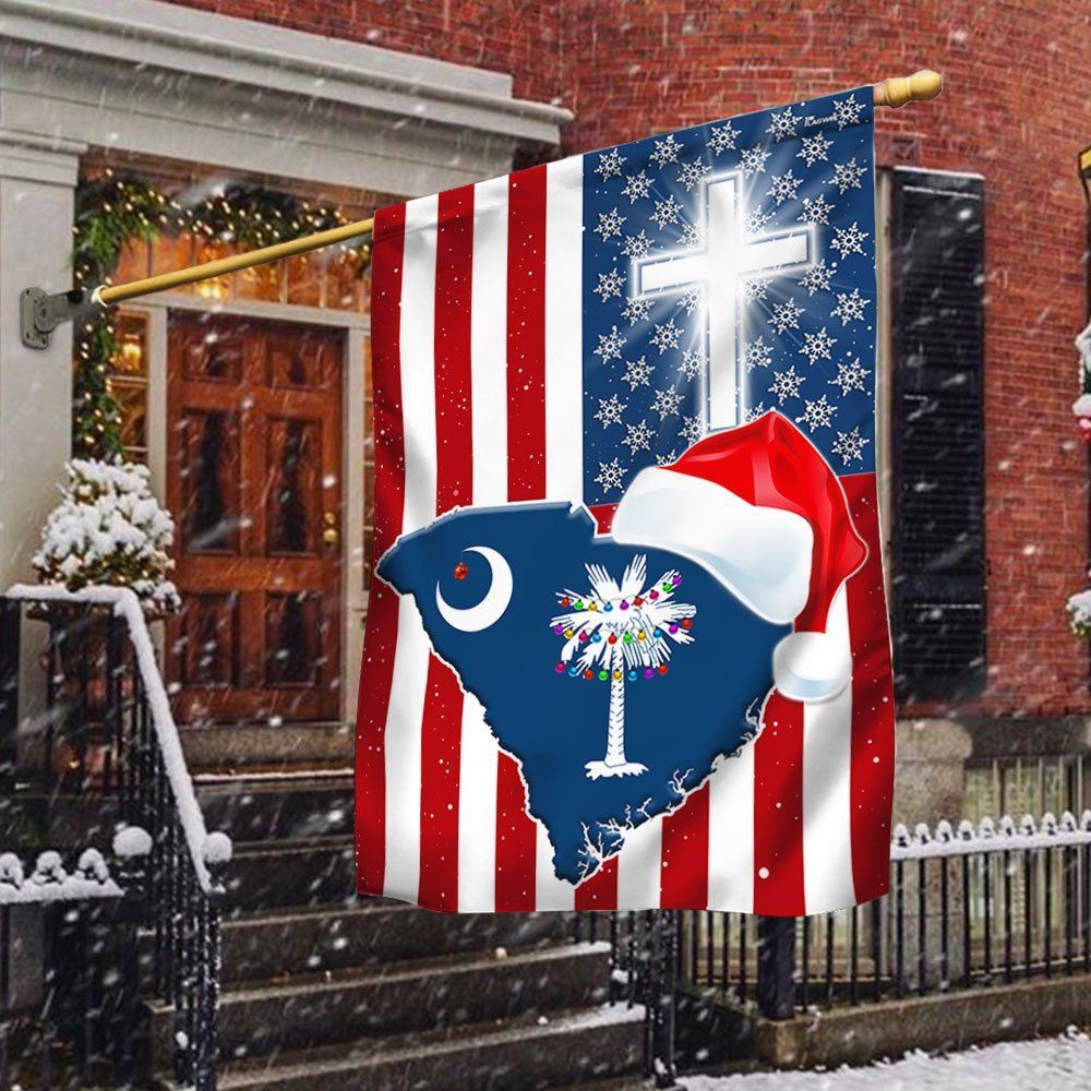 South Carolina Christmas Flag Christmas Palm Tree Santa State Flag, Christmas Garden Flag, Home Decor Accessories, Christmas Outdoor Decor Ideas