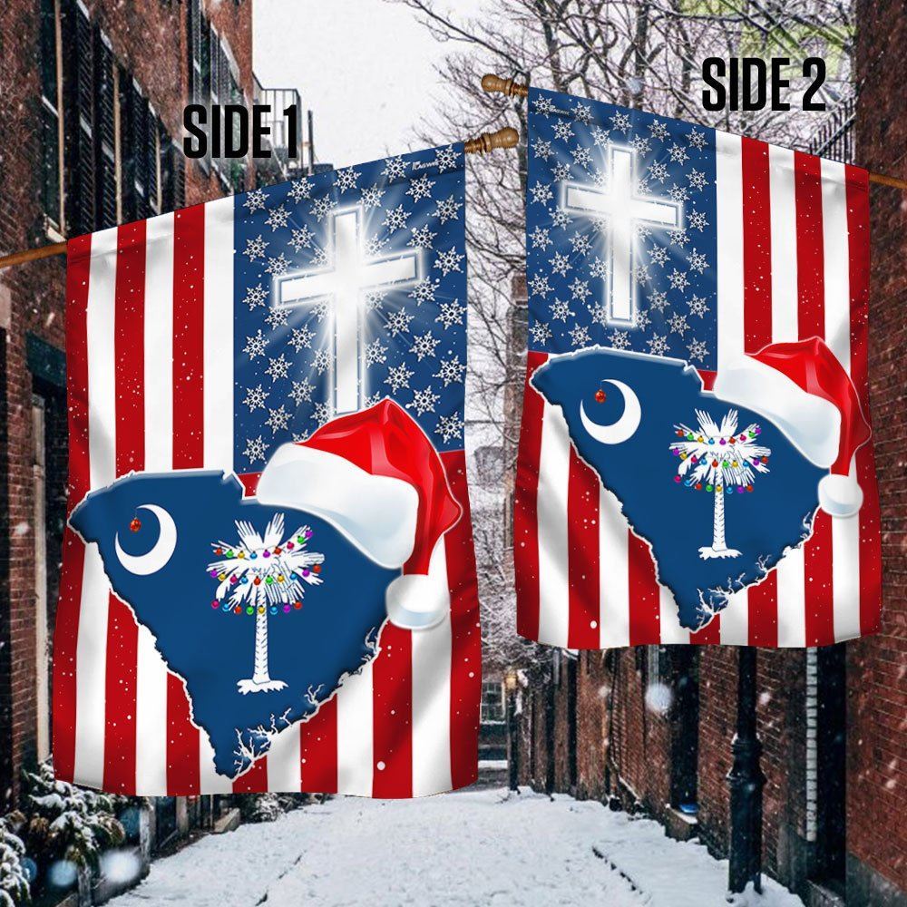 South Carolina Christmas Flag Christmas Palm Tree Santa State Flag, Christmas Garden Flag, Home Decor Accessories, Christmas Outdoor Decor Ideas