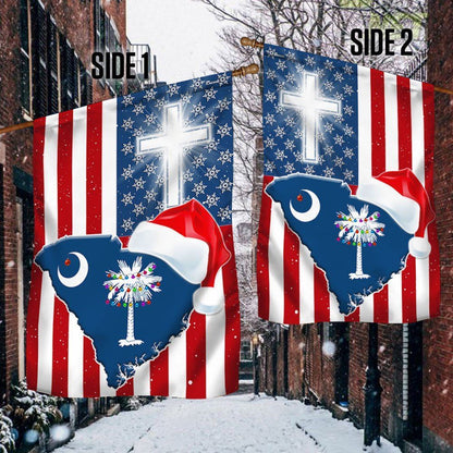 South Carolina Christmas Flag Christmas Palm Tree Santa State Flag, Christmas Garden Flag, Home Decor Accessories, Christmas Outdoor Decor Ideas