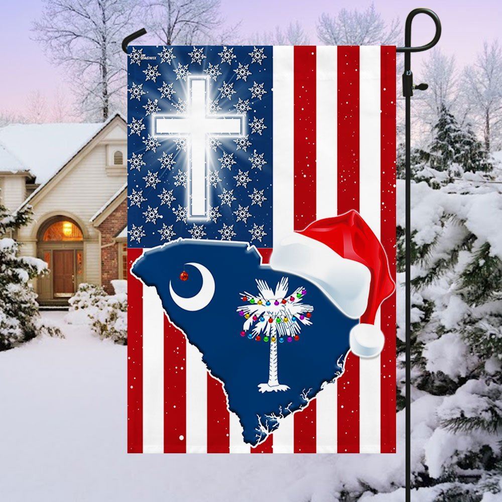 South Carolina Christmas Flag Christmas Palm Tree Santa State Flag, Christmas Garden Flag, Home Decor Accessories, Christmas Outdoor Decor Ideas