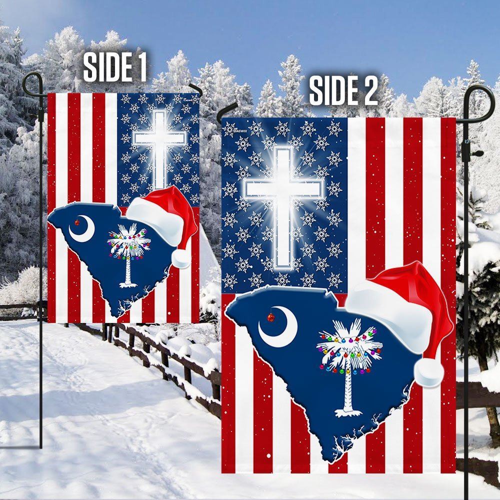 South Carolina Christmas Flag Christmas Palm Tree Santa State Flag, Christmas Garden Flag, Home Decor Accessories, Christmas Outdoor Decor Ideas