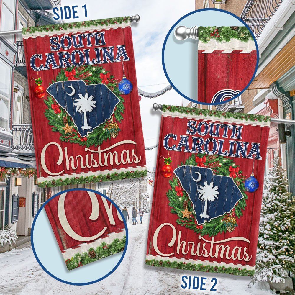 South Carolina Christmas Flag Merry Christmas Flag, Christmas Garden Flag, Home Decor Accessories, Christmas Outdoor Decor Ideas